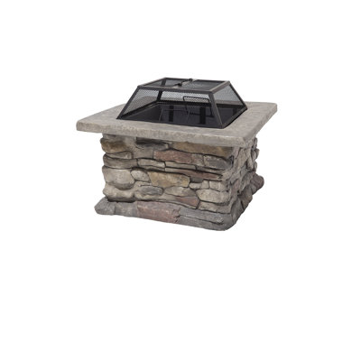 Rectangle Stone Wood Burning Fire Pit