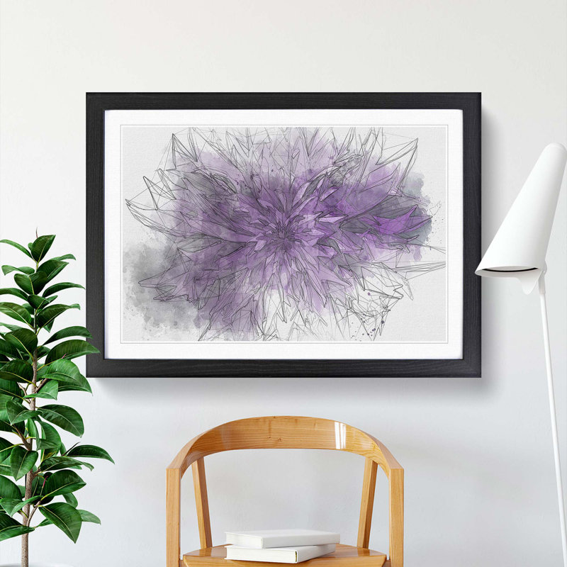 Striking Purple Flower in Abstract - Framed Print, 36cm H x 48cm W x 2cm D, Black Framed