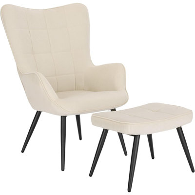 Nevin Velvet Lounge Chair With Footstool