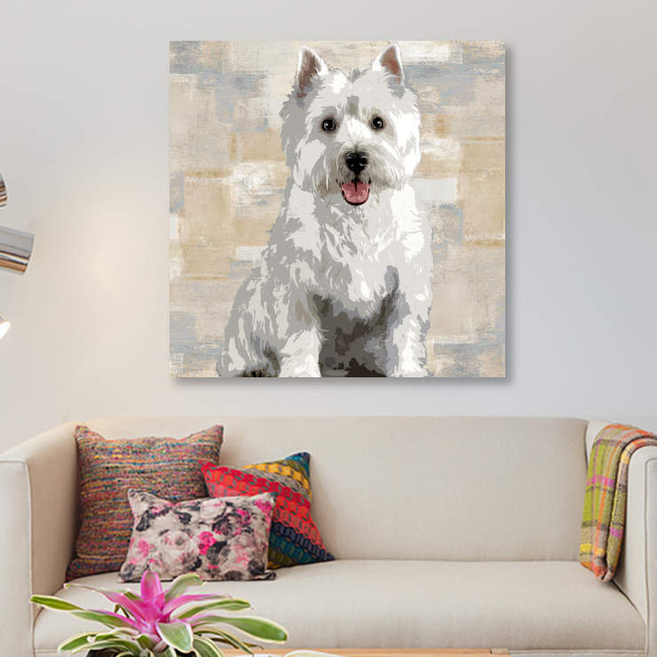 « west highland white terrier », impression sur toile, H 12 po x l 12 po x P 0,75 po, Pas de tapis, Toile tendue