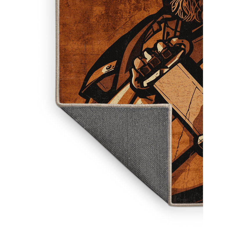 Tapis brun moelleux moelleux et moelleux de style rustique baroque Fallston, 7 x 9