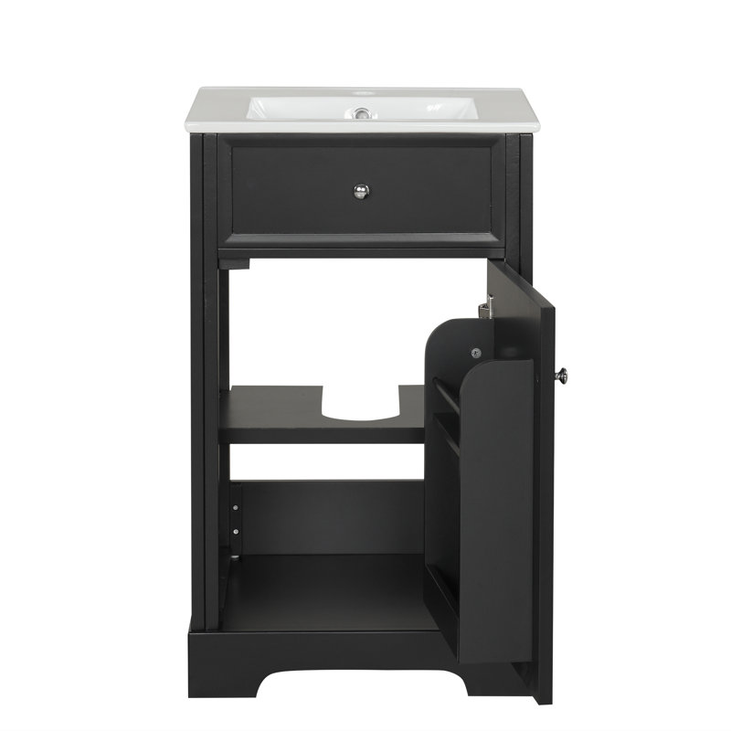 20" Single Bathroom Vanity with Sink, Black