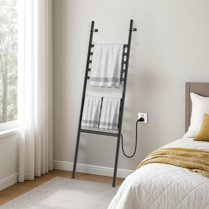 Leaning Towel Warmer Rack Large Capacity Leaning Design Towel Rack with Easy Setup Frame