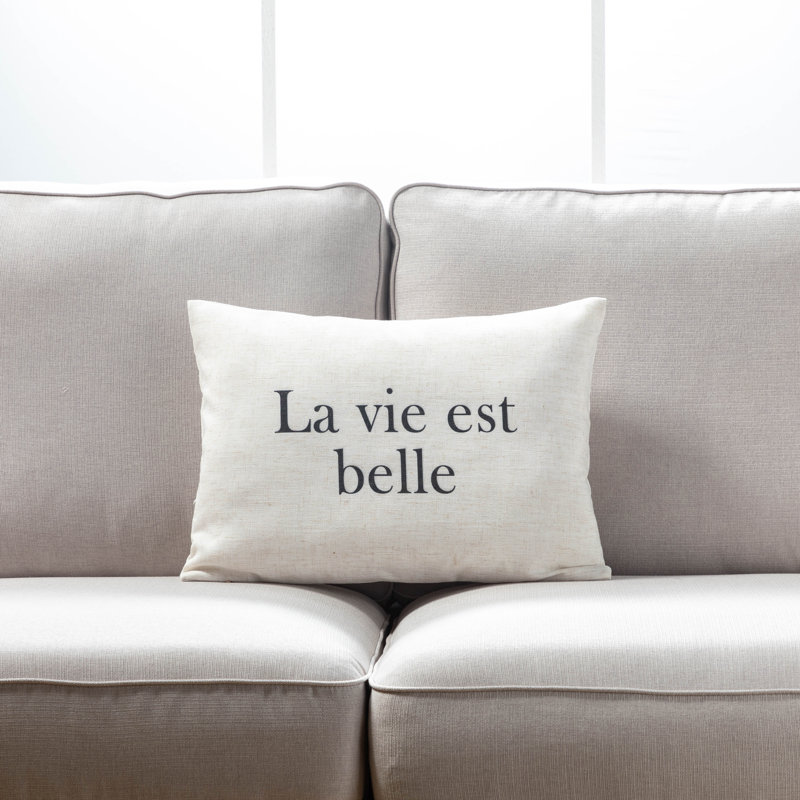 Housse et insert de coussin décoratif rectangulaire Lavallon, Mélange de duvet, La vie est belle