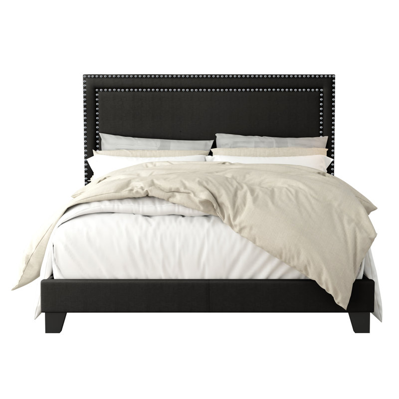 Artia Upholstered Standard Bed, Black, Queen