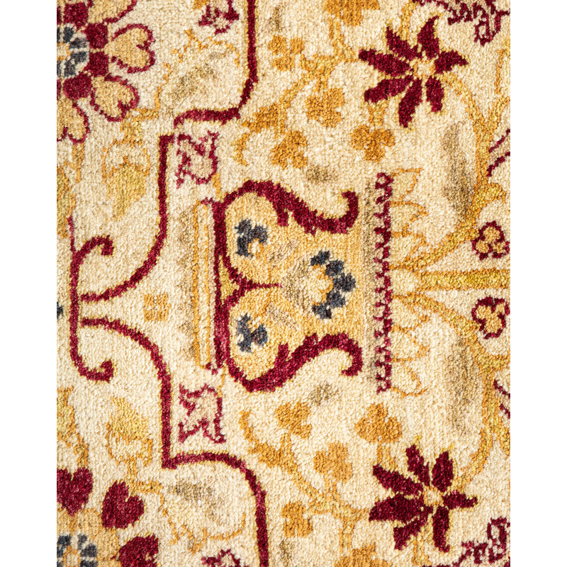 Tapis unique noué à la main Keenan - ivoire, 9 pi 1 po x 11 pi 8 po