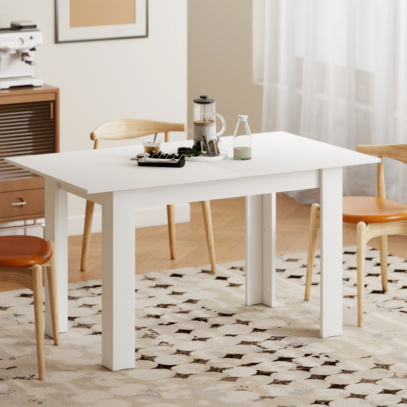 Table de salle à manger extensible, table de cuisine pour 6 à 8 personnes, blanc