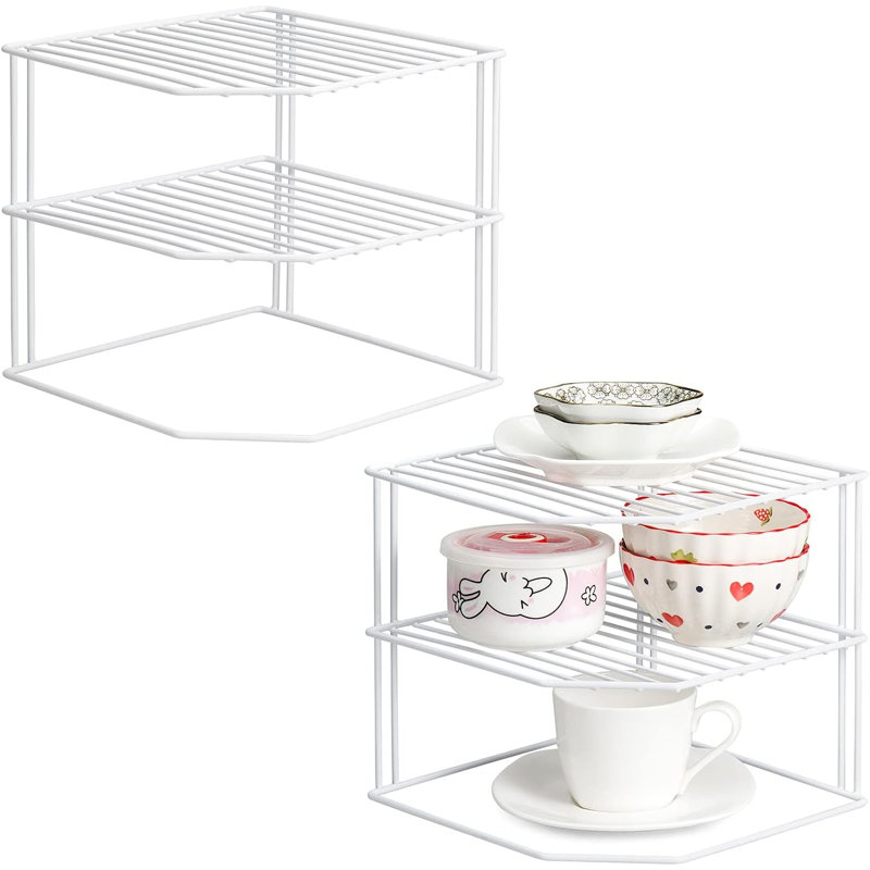 Organisateur de placard de cuisine, support de plaque de coin blanc à 3 niveaux pour rangement dans le placard de cuisine