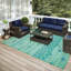 Tapis vert / bleu tissé à la machine Ancell-591553992