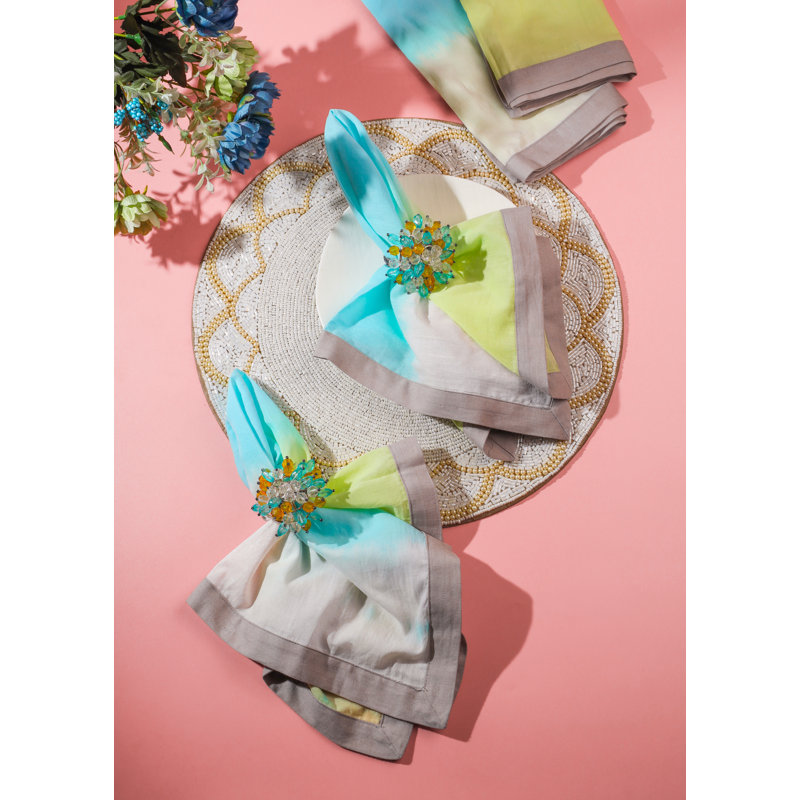 Tropical Breeze Tie-Dye Napkin Set, Blue/Green