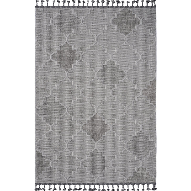 8X10 White Gray Trellis Area Rug - Stain , Non-Shedding, Easy Maintenance, For Living And Dining Floor Covering Stain-, Pet-, Nursery Dorm Room