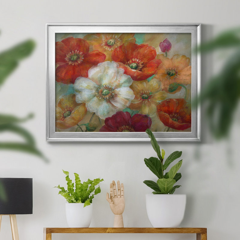 Poppycentric - Peinture sur toile encadrée, H 30,5 po x l 42,5 po x P 1,5 po, Argent