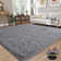 Shag Area Rugs, Light Grey Fluffy Rug for Living Room, Non-Slip Shag Carpet for Bedroom Nursery Kids Play Room Dorm Office