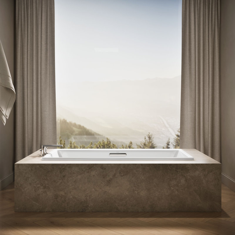Reve® 67" x 32" Drop In Soaking Cast Iron Bathtub, White