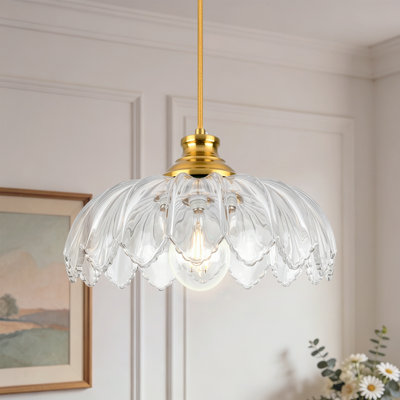 1 - Light Pendant with Petal Glass Lampshade