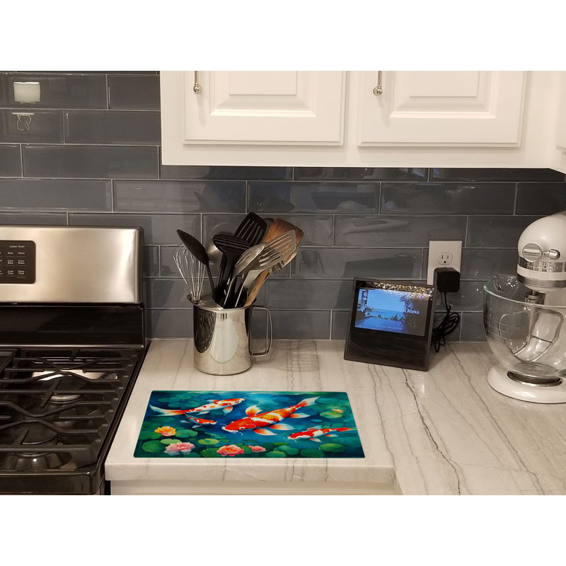 Koi Fish Glass Cutting Board Large