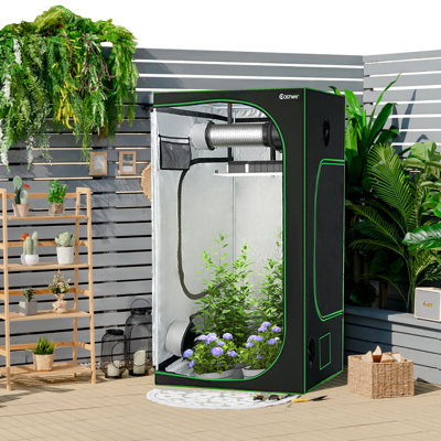 4x4 Grow Tent, 48''''x48''''x80'''' High Reflective Mylar W/observation Window Black