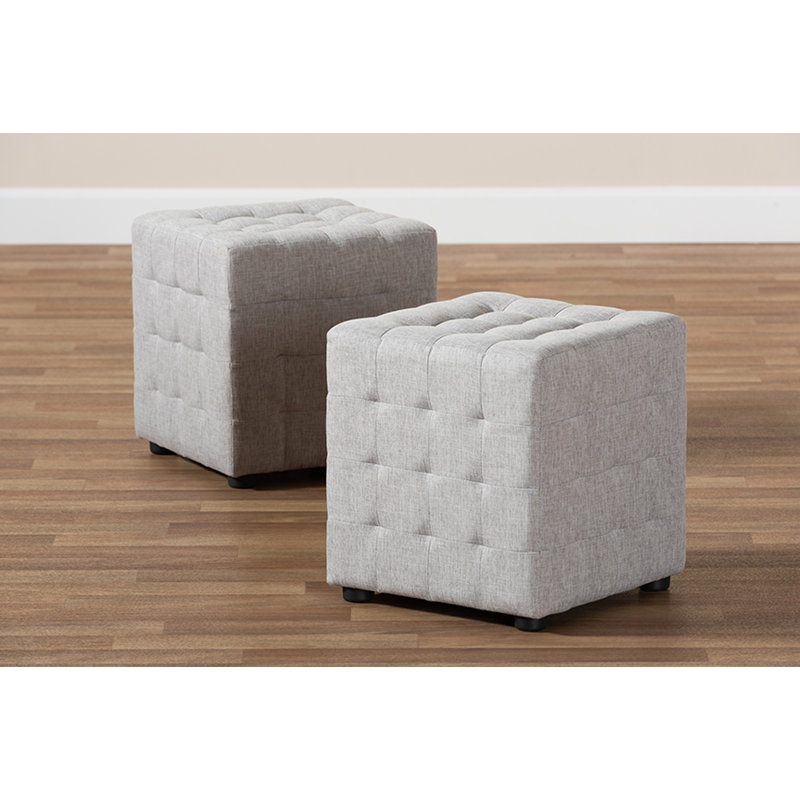 Burna Upholstered Ottoman, Grayish Beige