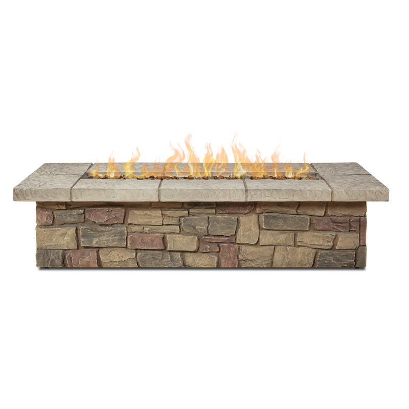 SEDONA Rectangle Concrete Propane or Natural Gas Fire Pit Table by Real Flame, 14.25" H x 66.25" W x 29" D