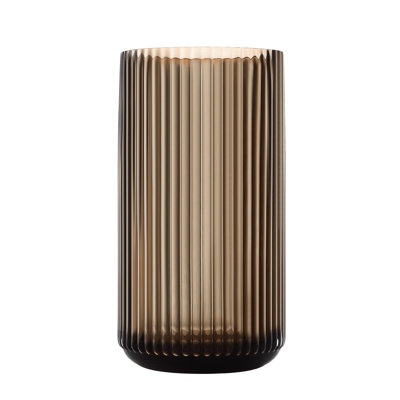 Large Cylinder Ribbed Brown Glass Flower Vase For Farmhouse Dining Table Centerpieces Decor
