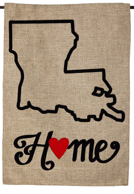 Drapeau de jardin en toile jute louisiana state of my cardiaque