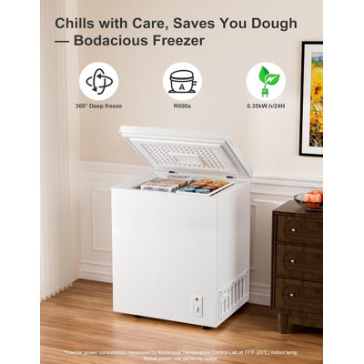 Feilong 3.5 Cu.Ft Compact Chest Freezer - Energy-Efficient Deep Freezer with 360 Cooling