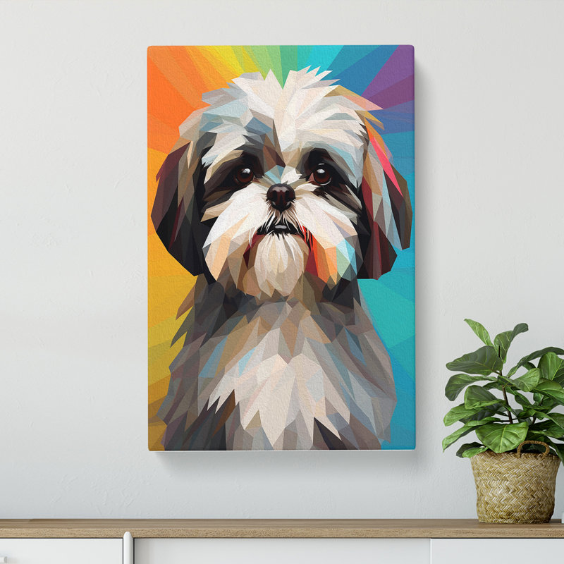 Shih Tzu Geometric No.2 - Wrapped Canvas, 76cm H x 50cm W x 3cm D