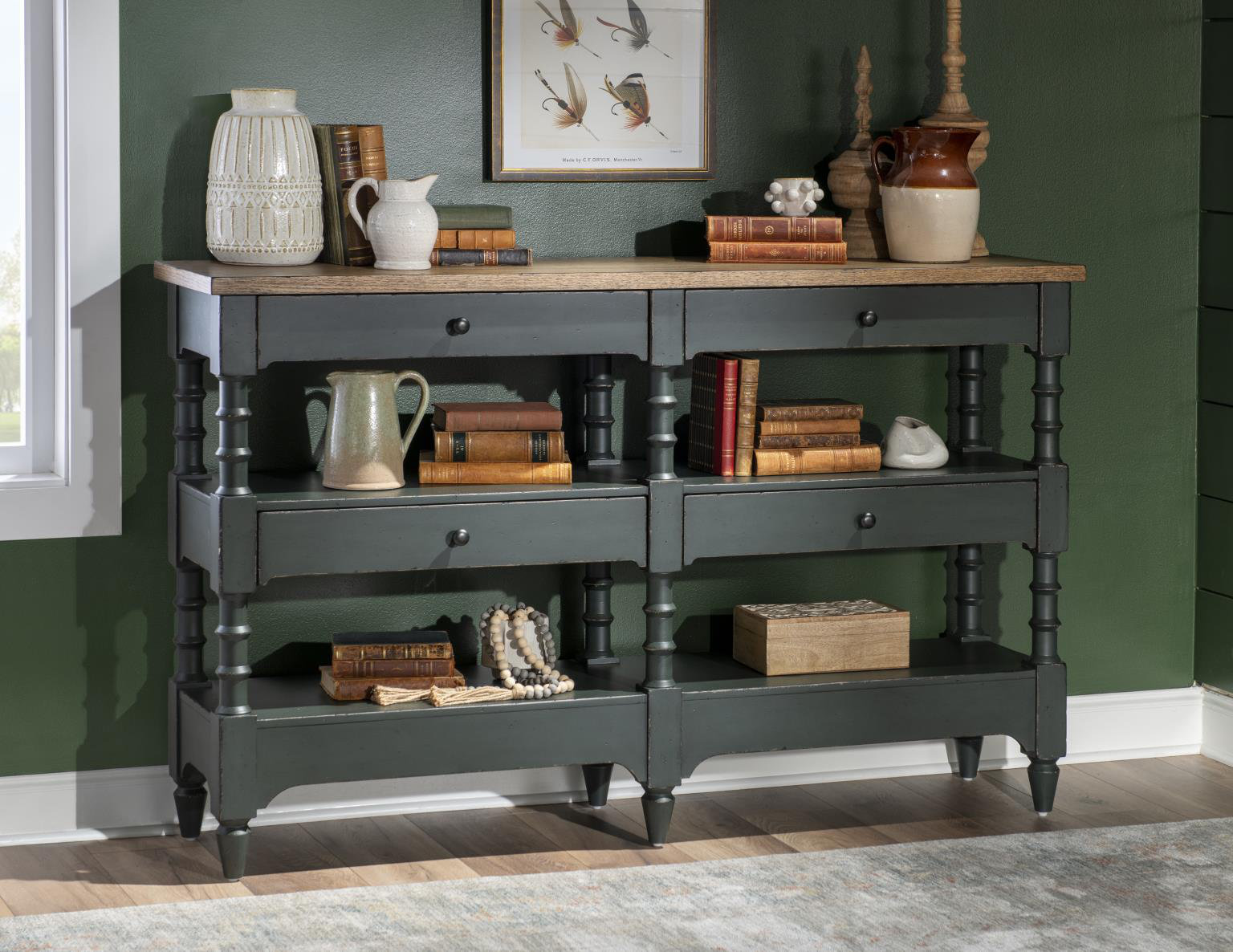 Country Living Vintage Market 40" Console Table, Green