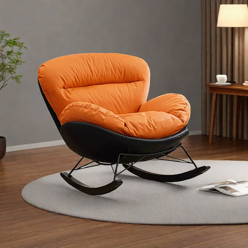 Chaise berçante en métal, Noir, Orange