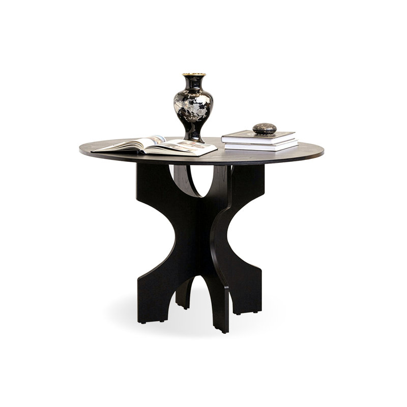 Black Round Solid Wood Dining table, 29.53"H x 39.37"L x 39.37"W