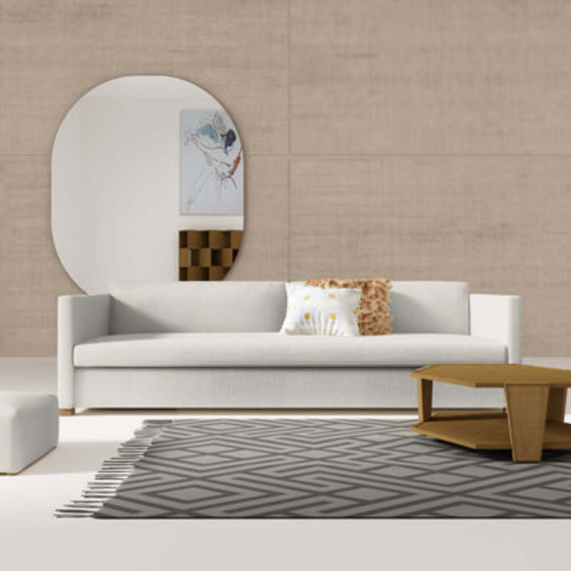 Canapé Madison, Huître de lin à tissage carré, H 33 po x l 108 po x P 41 po, Patiné