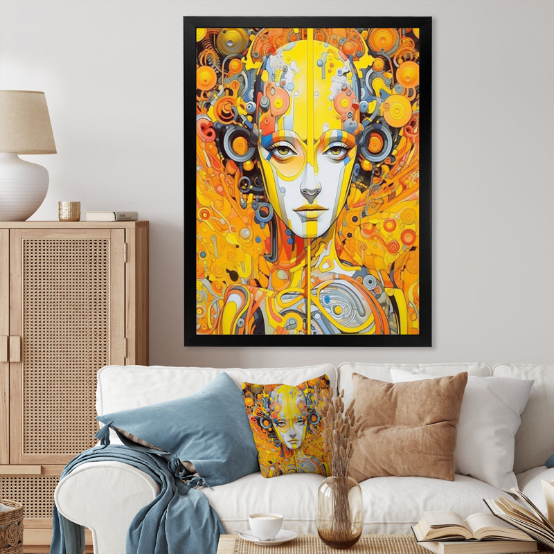 Illustration charmante de Robots charmants - Impression, H 44 po x l 34 po x P 1,5 po, Cadre simple noir