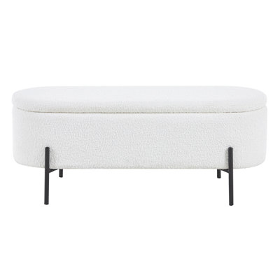 Akkash 110cm Wide Oval Solid Colour Ottoman with Storage
