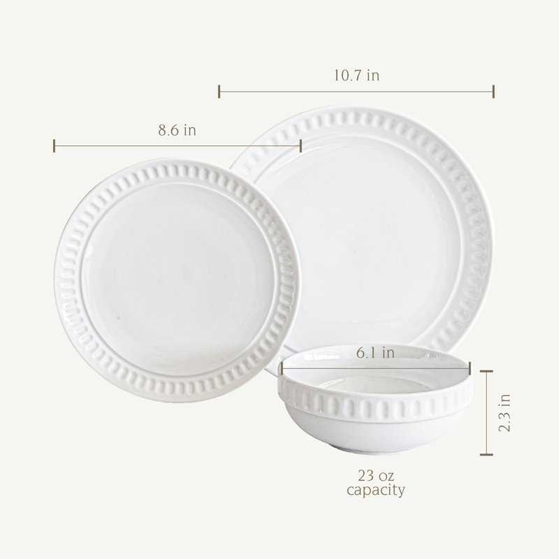 Ryder 24 Piece Porcelain China Dinnerware Set - Service for 8
