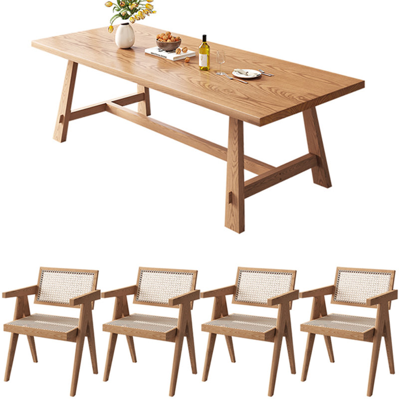 Nordic style solid wood dining table set, 29.5"H x 62.9"L 31.4"W