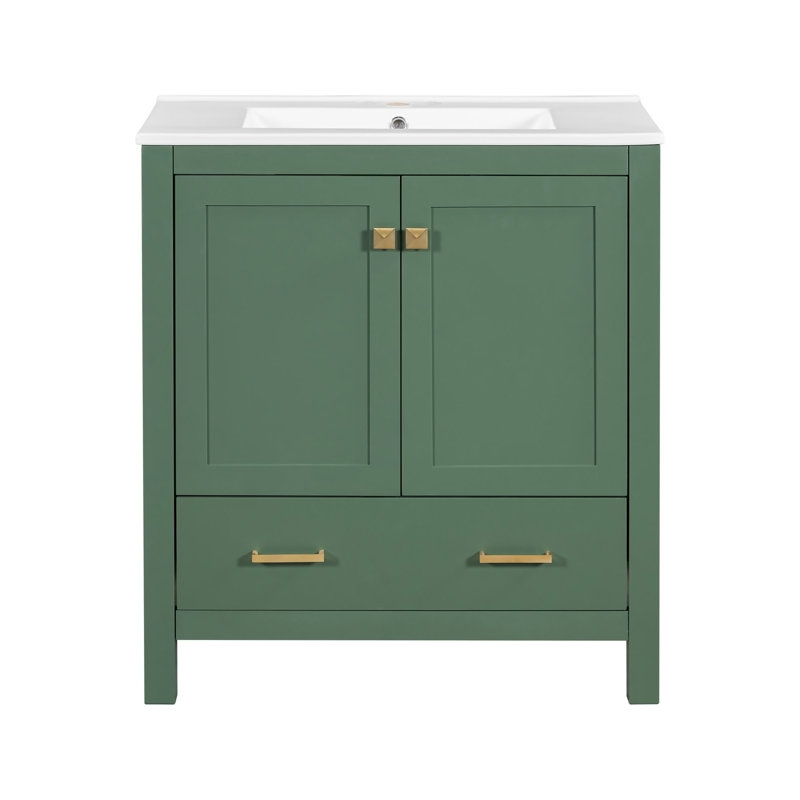 Ensemble de meuble-lavabo 60 po avec lavabos doubles (séparés), lavabos doubles en céramique, tablette de rangement et tiroirs séparés (miroir non inclus) - Solution de salle de bain moderne pour salles de bain spacieuses