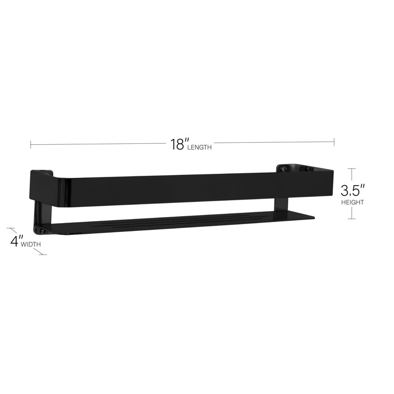 Seachrome Coronado Floating Shelf with Towel Bar, Matte Black