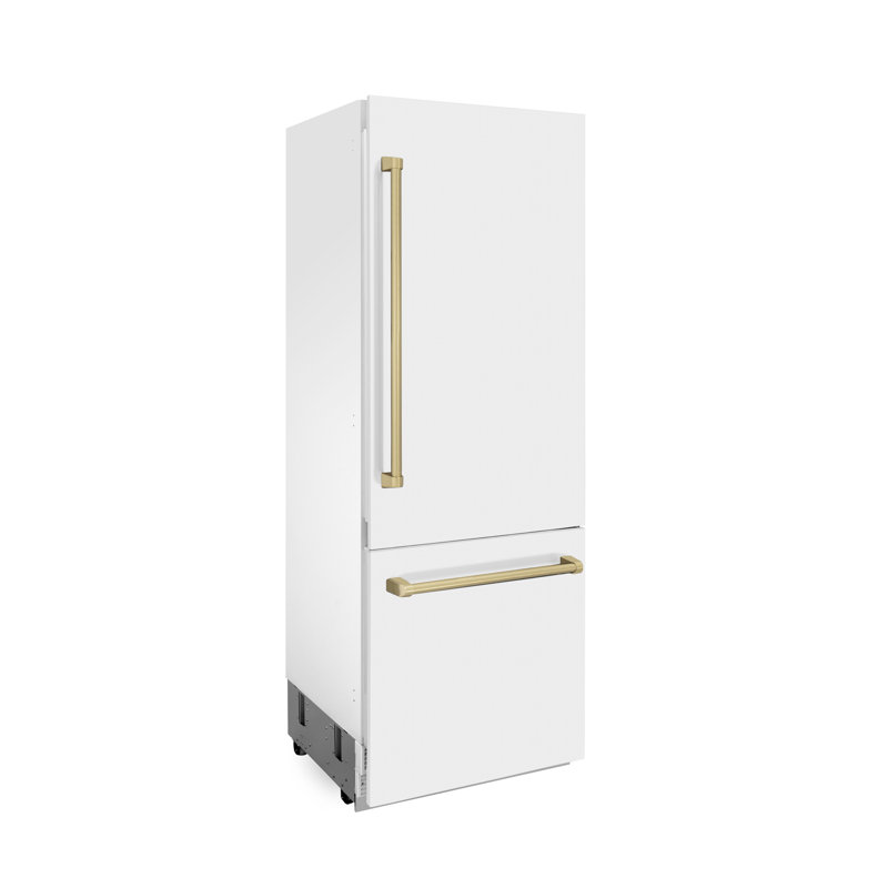ZLINE 30 Autograph Edition 16.1 cu. ft. Built-in 2-Door Bottom Freezer Refrigerator with Accent, Champagne Bronze