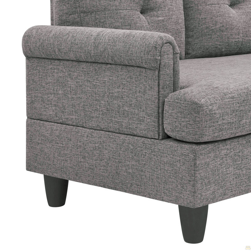 2 - Piece Upholstered Sectional, Gray Polyester