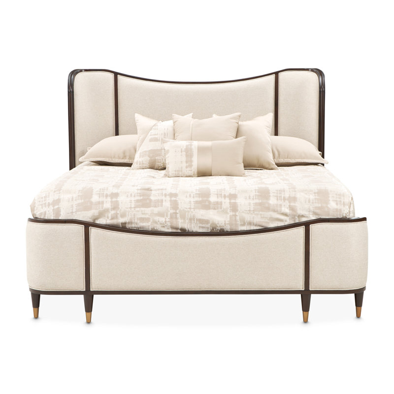 Camellia Field Upholstered Wingback Bed, King