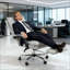 Fauteuil de bureau en microfibre à massage, fauteuil inclinable chauffant avec repose-pieds-318463836
