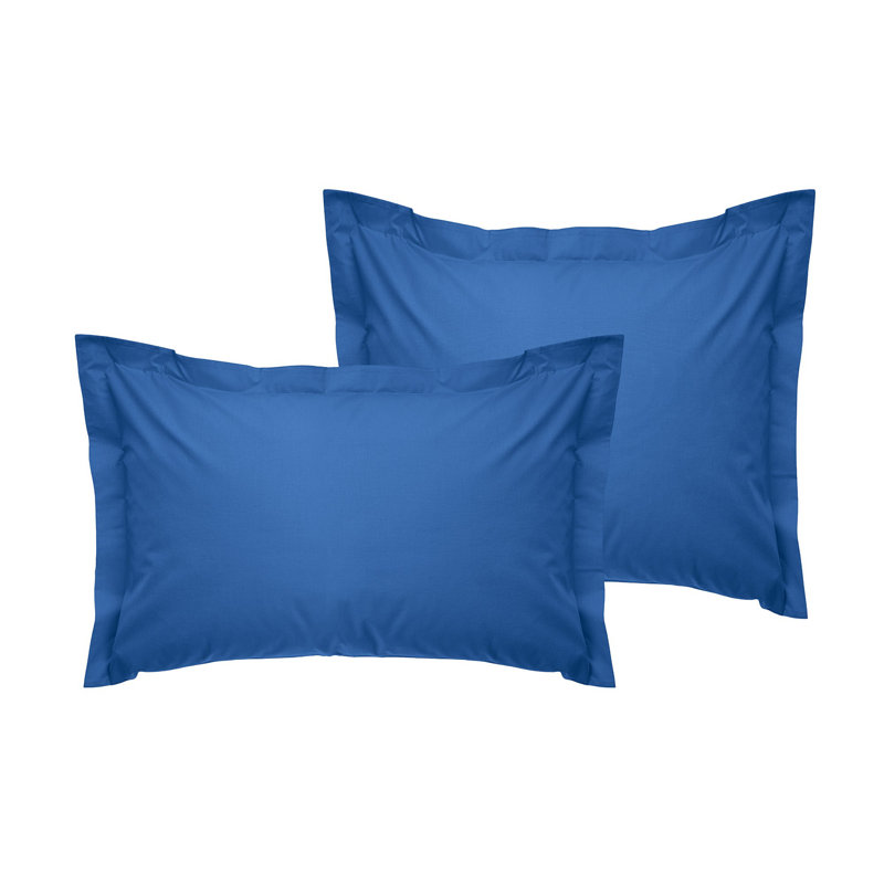 Premium Oxford Pillowcase Set (2 Pieces), Blue, 23.6 x 23.6 + 2.0 inches | 100% Cotton Ranforce, 155 Thread Count | Envelope Closure, Soft and Breathable, Machine Washable for Ultimate Comfort