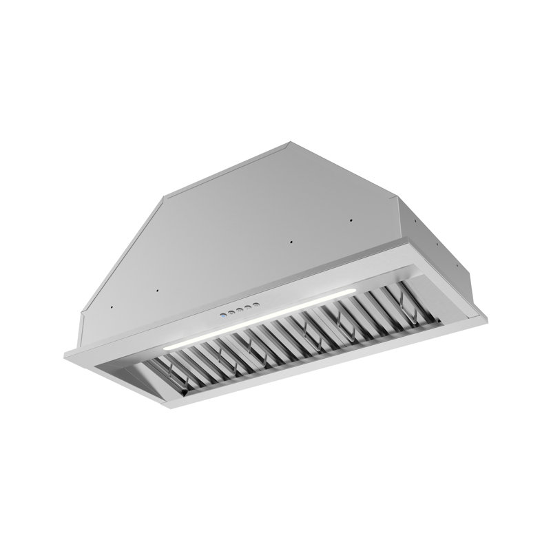Streamline 34 In. T-11611-1-CL Genoa Convertible 350 CFM Range Hood In Brushed Stainless Steel With Baffle Filters, Electronic Button Control, LED Light