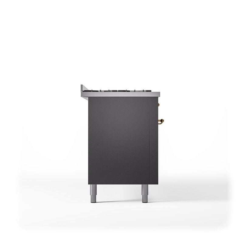 ILVE Nostalgie II 60 Dual Fuel Range, 9 Burners, Griddle, Graphite Matte/Brass, Natural Gas