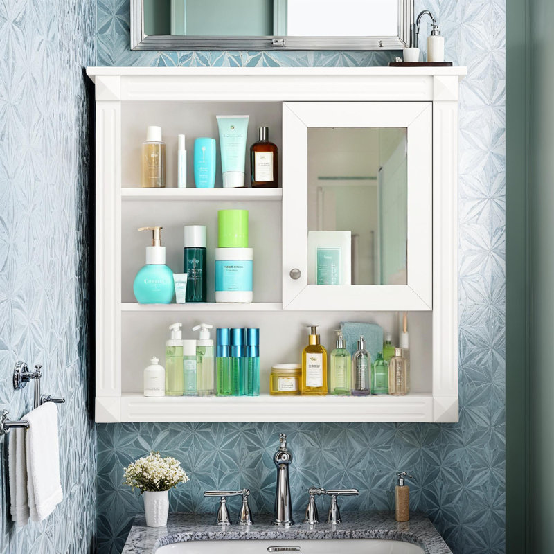 Pharmacie 32 "avec miroir et rangement caché, Blanc