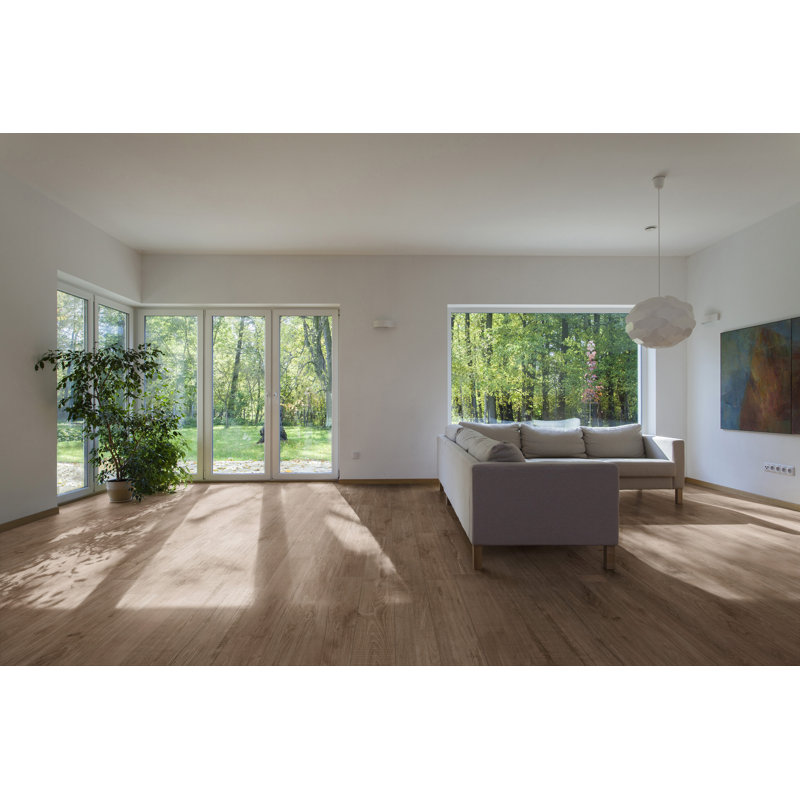 Carreau de mur et plancher aspect bois naturel en porcelaine 6 po x 24 po, Noyer