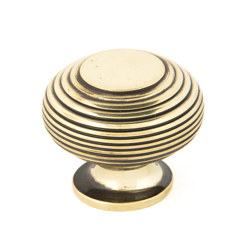 Beehive Cabinet Mushroom Knob, Aged Brass