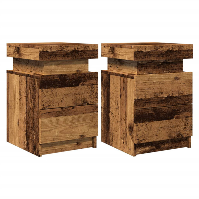 Daukarah 35cm W Manufactured Wood Bedside Table, Old Wood