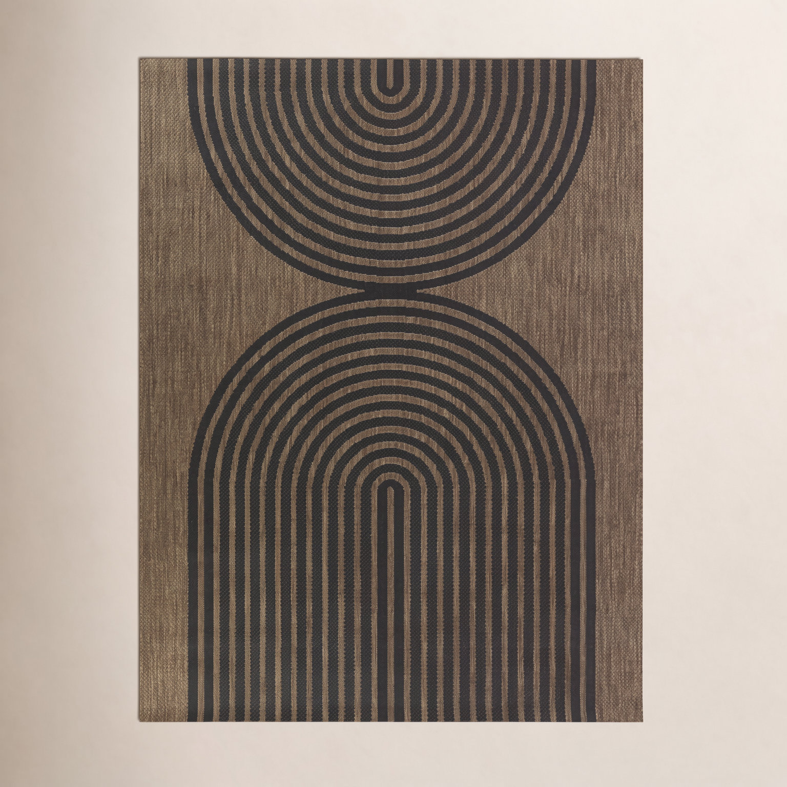 Sophia Flatweave Black/Brown Area Rug, Rectangle 5'3" x 7'