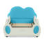 Lit simple mignon en forme de nuage pour enfants en cuir de polyuréthane avec garde-corps, lit de sécurité pour tout-petits avec dessin bleu et beige et poche de rangement
